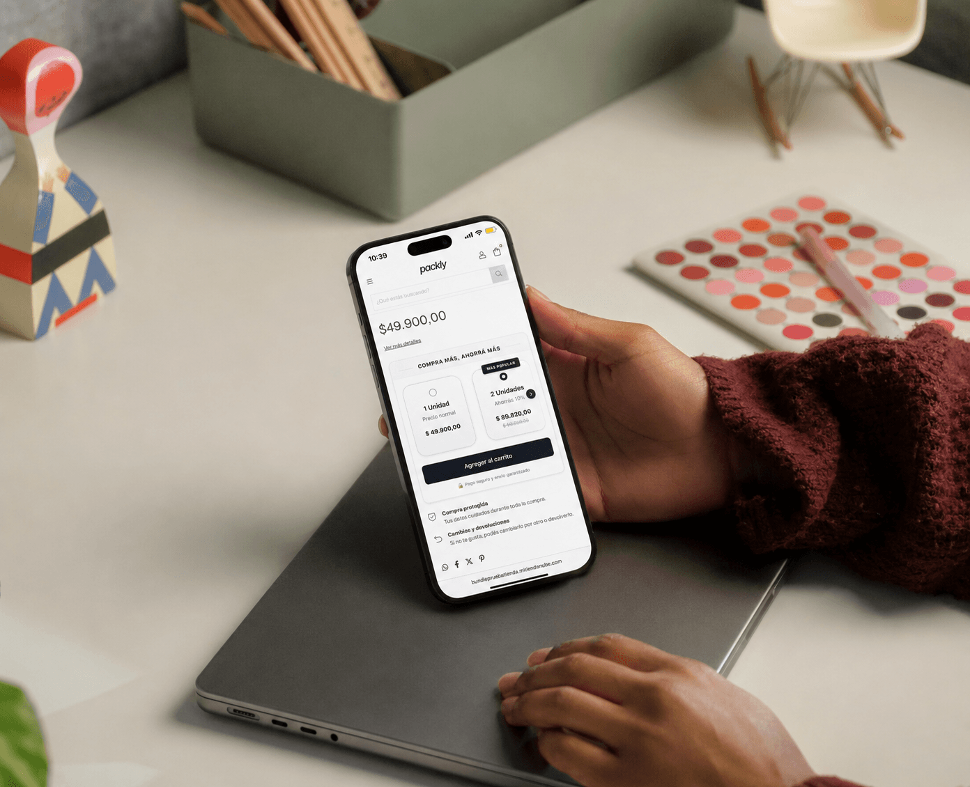 Widget de packs de Packly en una tienda Tiendanube